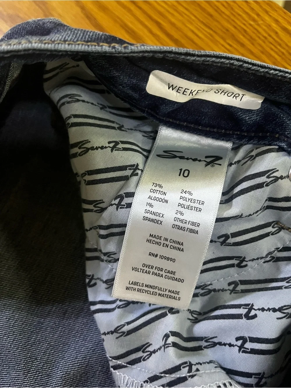 Seven7 Dark Blue Denim Shorts with White Logo Size 10